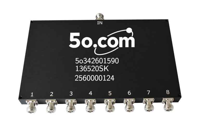 136 to 520MHz 8 Way Power Divider